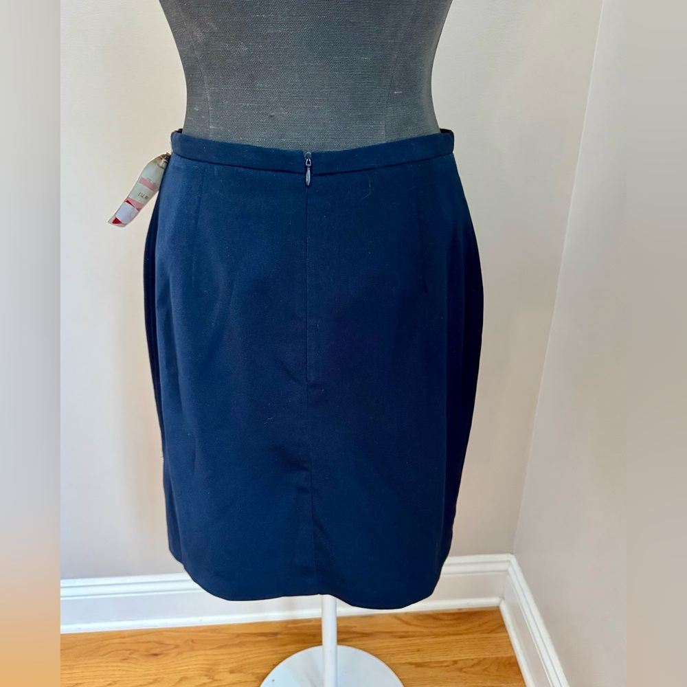 🆕Michele navy Polyester Lined Mini Pencil Skirt Y2K NWT size 8 secretary style - Picture 2 of 10